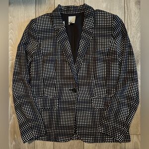 NWT-HALOGEN Women’s Polka Dot Blazer-One Button-Size Small-Black, White,Gray